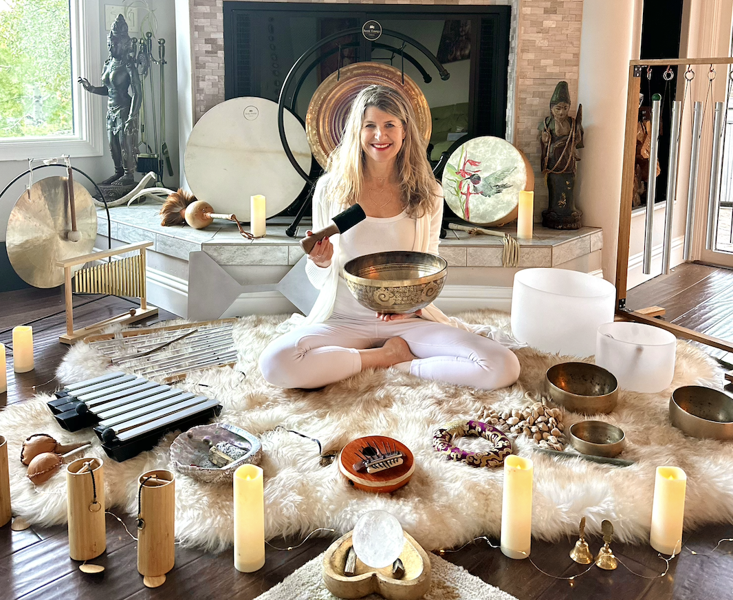 Lisa with sound healing instruments